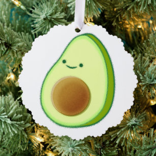 Cute Avocado Drawing Ornament Card