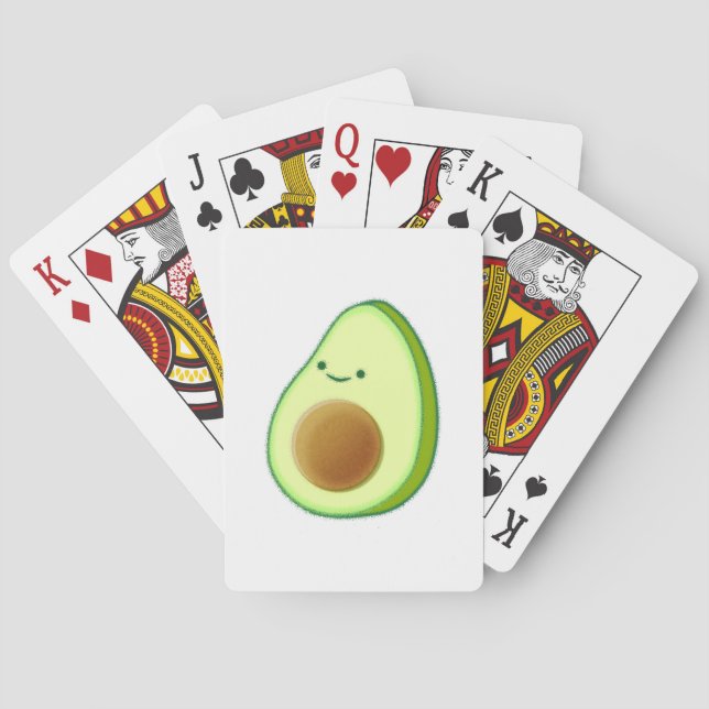 Cute Avocado Drawing Poker Cards (Back)