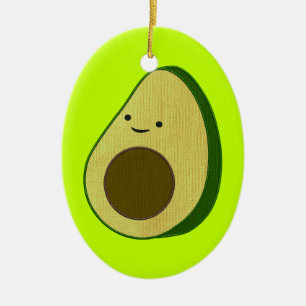 Cute Avocado Drawing Simulated Embroidery Ceramic Ornament