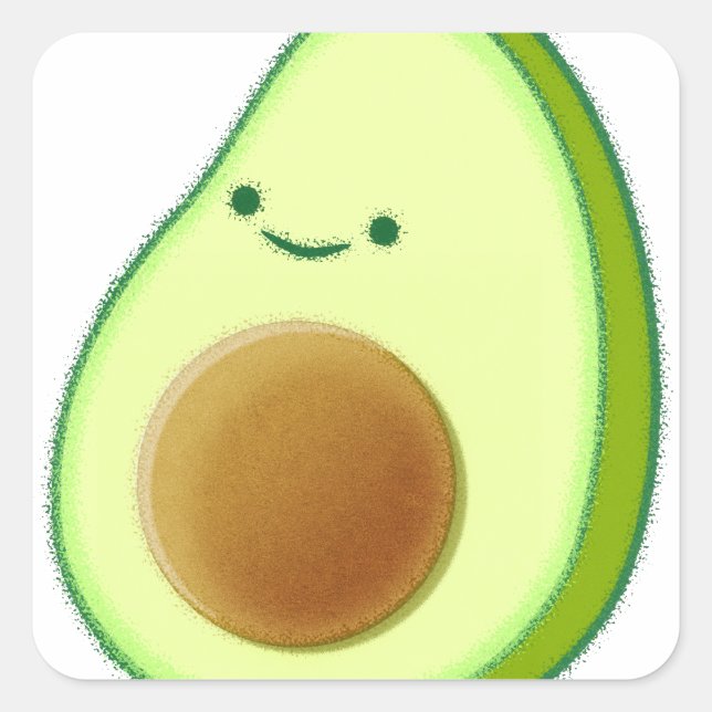 Cute Avocado Drawing Square Sticker (Front)