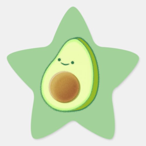 Cute Avocado Drawing Star Sticker