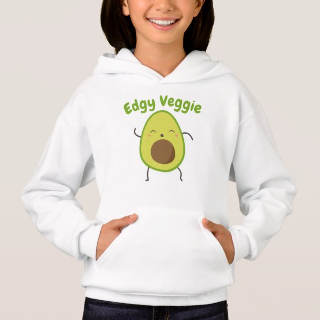 Cute Avocado Edgy Veggie Hoodie (Front)