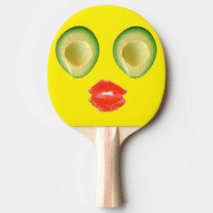Cute Avocado Face Yellow Red Lips Ping Pong Paddle