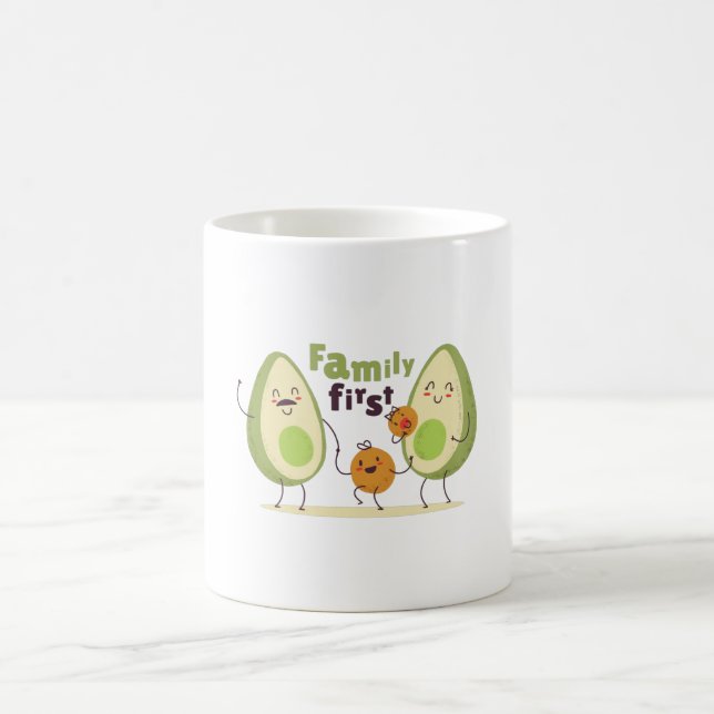 Cute Avocado Family Coffee Mug (Center)