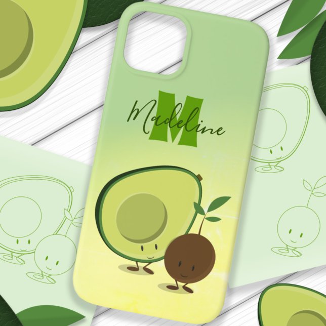 Cute Avocado Food Monogram Case-Mate iPhone Case (Creator Uploaded)