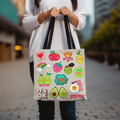 Cute Avocado Fun Fruit and Food Colorful Tote Bag