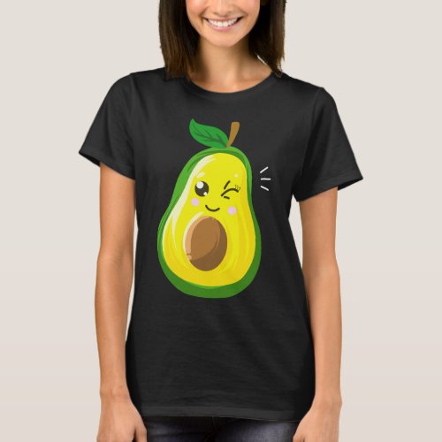 Cute Avocado Gift For Kids Men Women Funny Winking T_Shirt