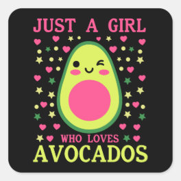 Cute Avocado Girl Square Sticker