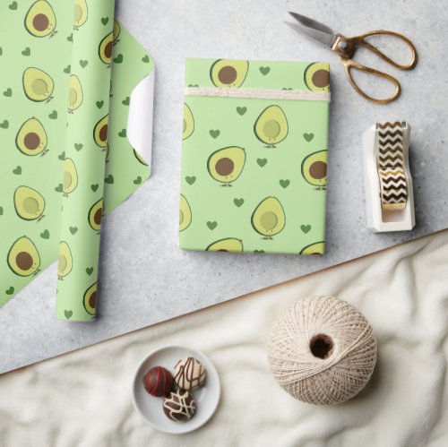 Cute Avocado Heart Food Wrapping Paper