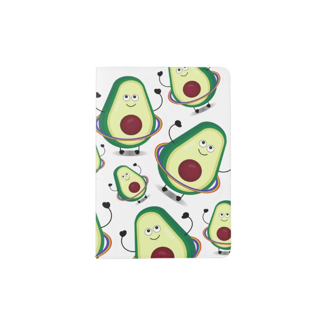 Cute Avocado  Hula Hoop Cartoon Passport Holder (Front)