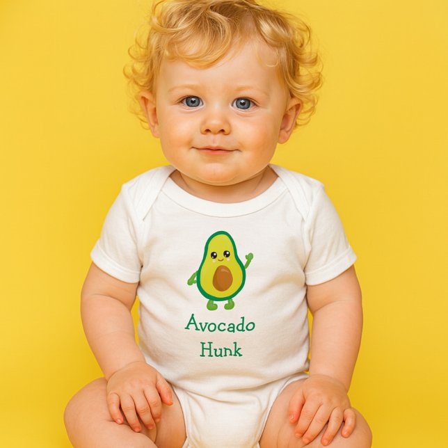 Cute Avocado Hunk Trendy Baby Bodysuit (Creator Uploaded)