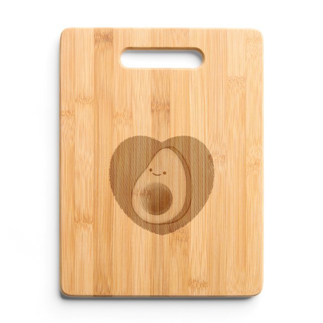 Cute Avocado in a Heart Cartoon Drawing Custom Engraved Cutting Board (Creator Uploaded)