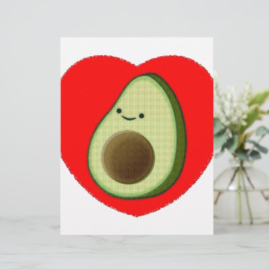 Cute Avocado In Red Heart (Standing Front)