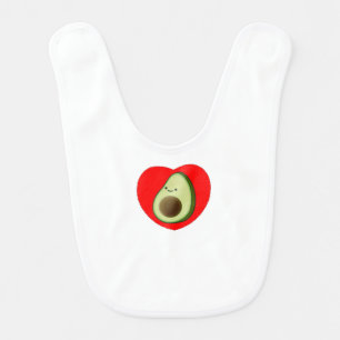 Cute Avocado In Red Heart Baby Bib