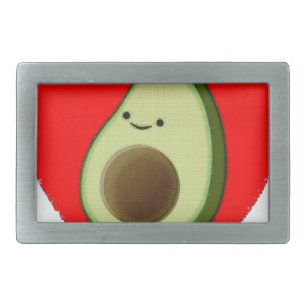 Cute Avocado In Red Heart Belt Buckle