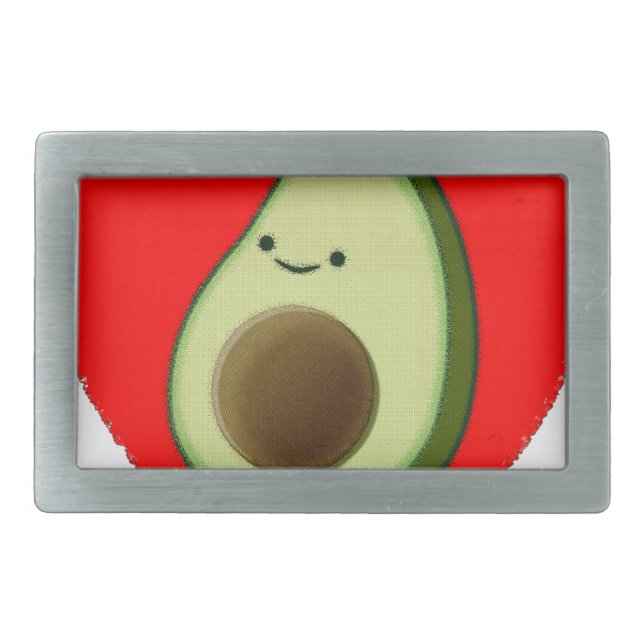 Cute Avocado In Red Heart Belt Buckle (Front)