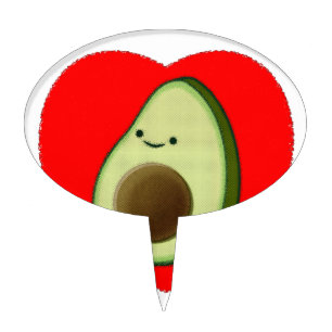 Cute Avocado In Red Heart Cake Topper