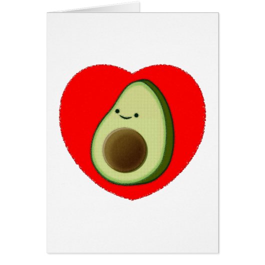 Cute Avocado In Red Heart Cards (Front)