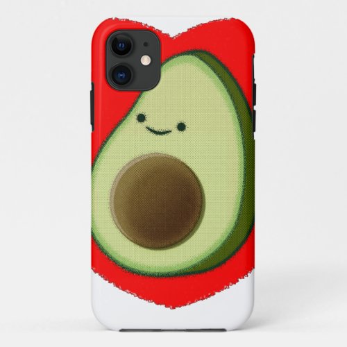 Cute Avocado In Red Heart iPhone 11 Case