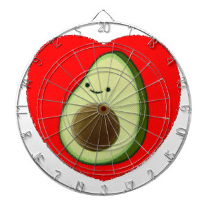 Cute Avocado In Red Heart Dart Board