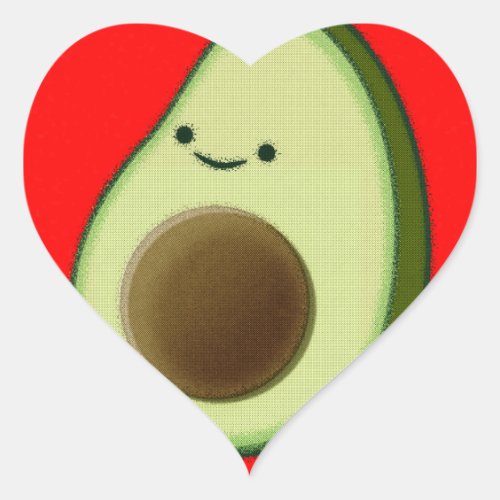 Cute Avocado In Red Heart Heart Sticker