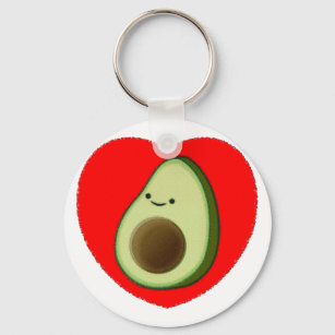 Cute Avocado In Red Heart Keychain