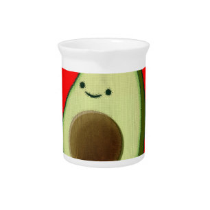 Cute Avocado In Red Heart Pitcher