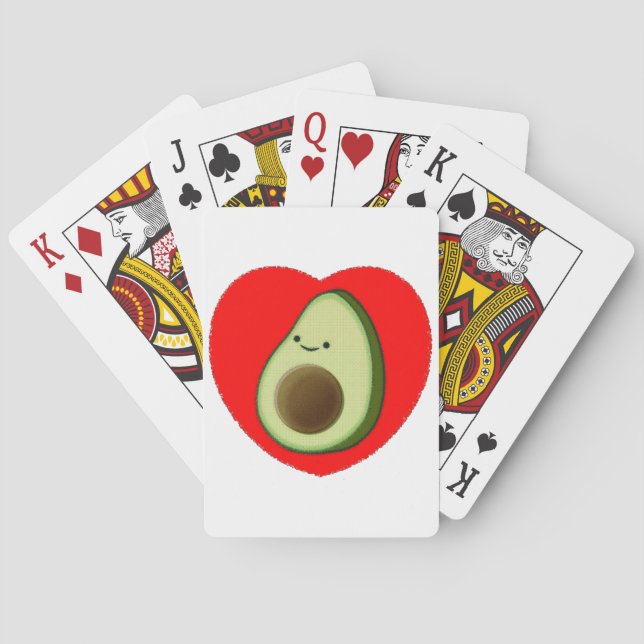 Cute Avocado In Red Heart Poker Cards (Back)
