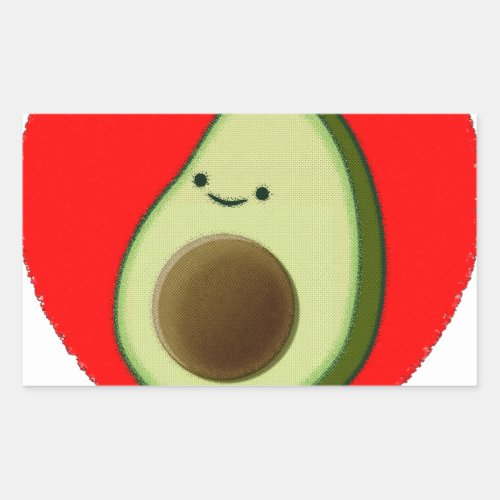 Cute Avocado In Red Heart Rectangular Sticker
