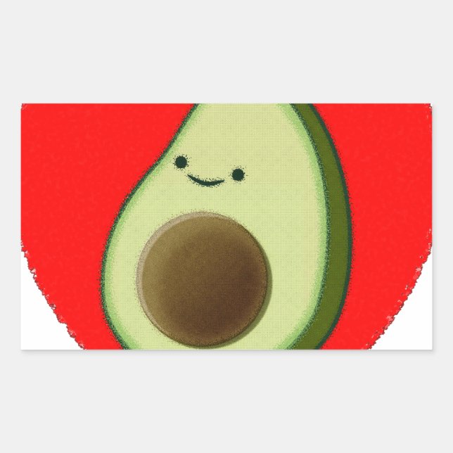 Cute Avocado In Red Heart Rectangular Sticker (Front)