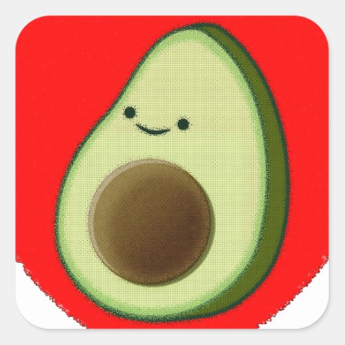Cute Avocado In Red Heart Square Sticker