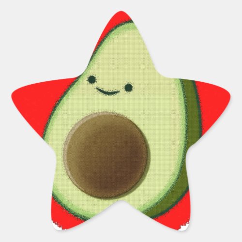 Cute Avocado In Red Heart Star Sticker