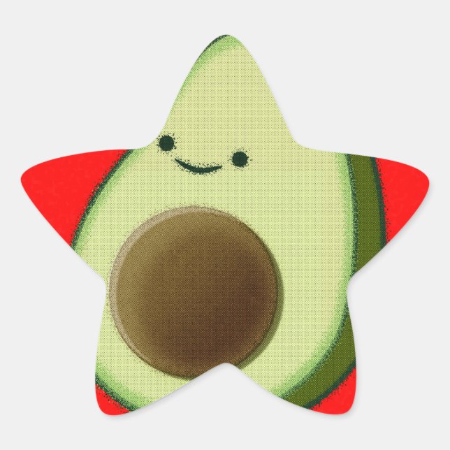 Cute Avocado In Red Heart Star Sticker (Front)