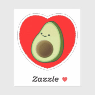 Cute Avocado In Red Heart Sticker