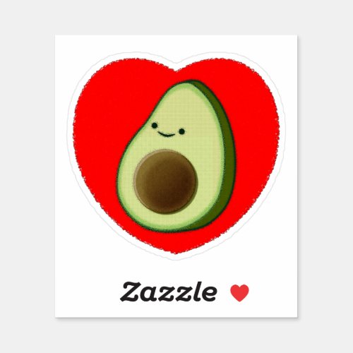 Cute Avocado In Red Heart Sticker
