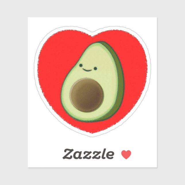 Cute Avocado In Red Heart Sticker (Sheet)
