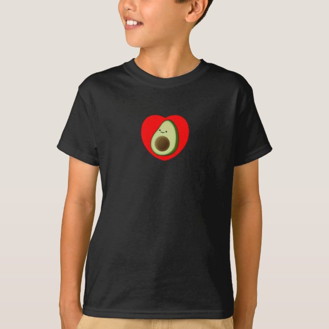 Cute Avocado In Red Heart T-Shirt (Front)