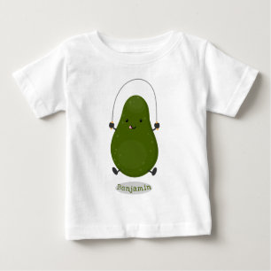 Cute avocado jump rope cartoon illustration baby T-Shirt