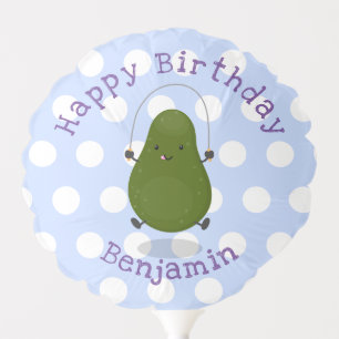 Cute avocado jump rope cartoon illustration balloon