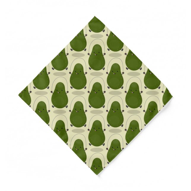Cute avocado jump rope cartoon illustration bandana (Front)