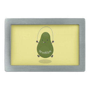 Cute avocado jump rope cartoon illustration belt buckle