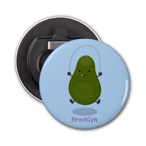 Cute avocado jump rope cartoon illustration bottle opener