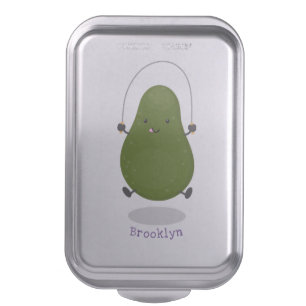Cute avocado jump rope cartoon illustration cake pan