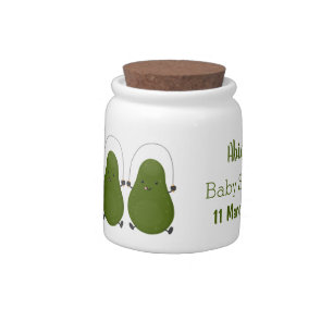 Cute avocado jump rope cartoon illustration candy jar
