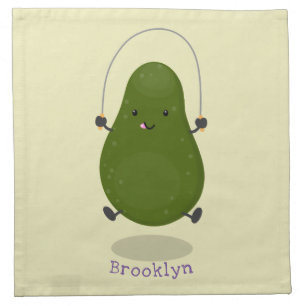 Cute avocado jump rope cartoon illustration cloth napkin