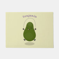 Cute avocado jump rope cartoon illustration