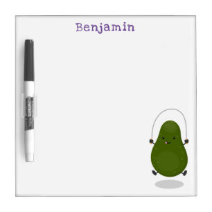 Cute avocado jump rope cartoon illustration dry erase board