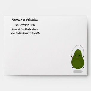 Cute avocado jump rope cartoon illustration envelope