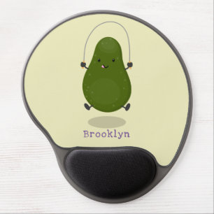 Cute avocado jump rope cartoon illustration gel mouse pad