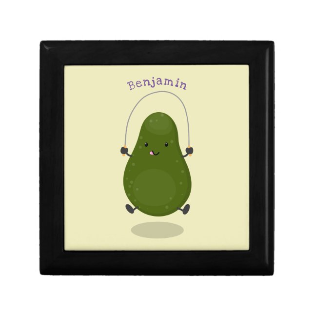 Cute avocado jump rope cartoon illustration gift box (Front)